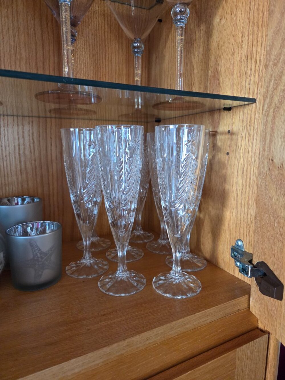 Mikasa Clear Crystal Cut Champagne Flutes - Set of 8